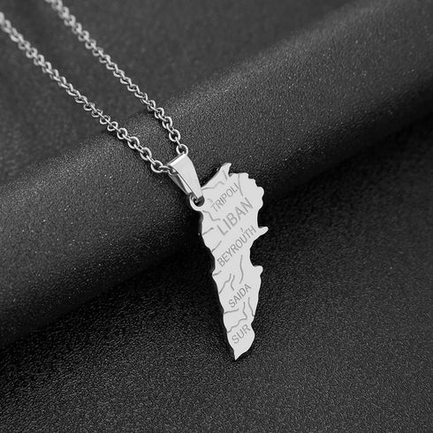 Middle East Lebanon Gold Map Necklace
