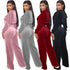 Solid Velvet Two Piece Tracksuit