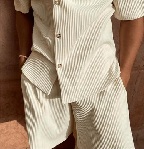 π₯ Men's Summer Corduroy Set β Lightweight Shirt & Shorts for a Stylish, Relaxed Look