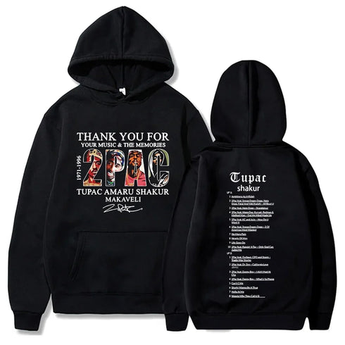 90s Tupac Graphic Oversized Pull over Hoodies