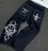 Retro Skull Embroidery Baggy Denim Pants