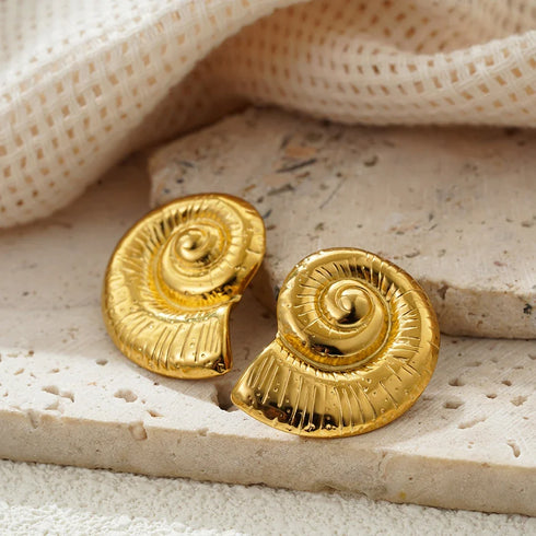 Vintage Sea & Shell Tarnish-Resistant Large Earrings