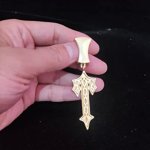 Hip Hop Letter Iced Out Cross Sword Necklace