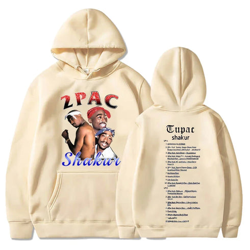 90s Tupac Graphic Oversized Pull over Hoodies