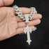 Hip Hop Letter Iced Out Cross Sword Necklace