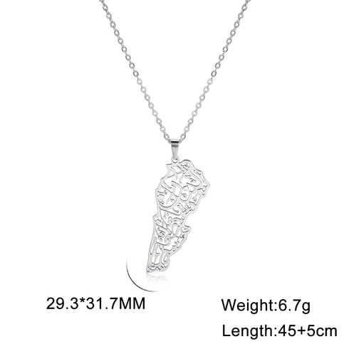 VVS Lebanon Map Islam Country Geography Necklace