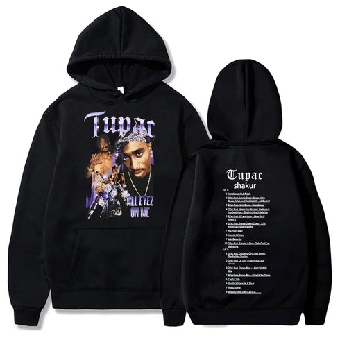90s Tupac Graphic Oversized Pull over Hoodies