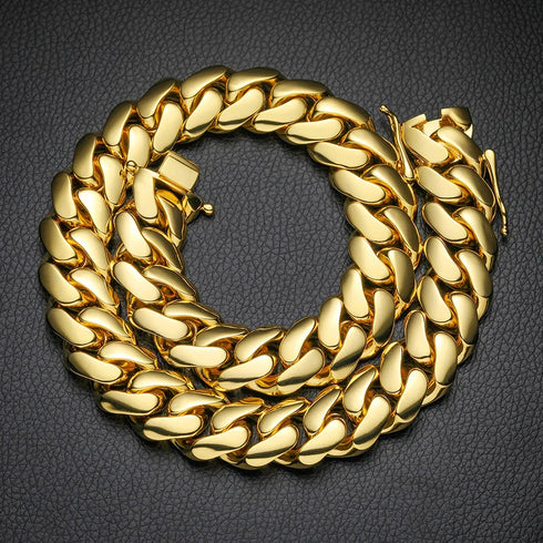 Miami Cuban Link Chain – 18K Gold Plated, 10mm to 22mm