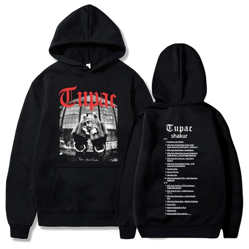 90s Tupac Graphic Oversized Pull over Hoodies