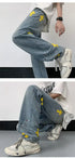 VVS Splashed Ink Cross Embroidery Jeans