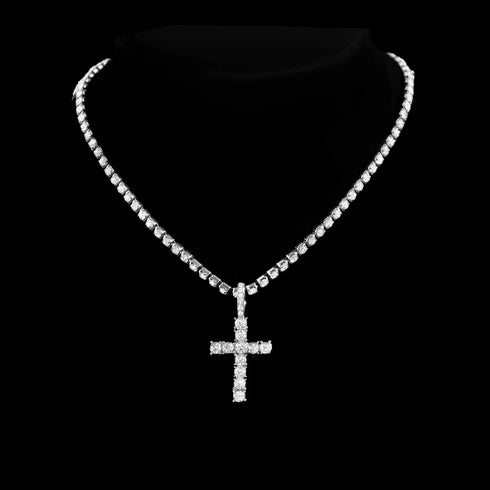 2-Piece Iced Out Bundle: 14MM Cuban + Tennis Cross Chain