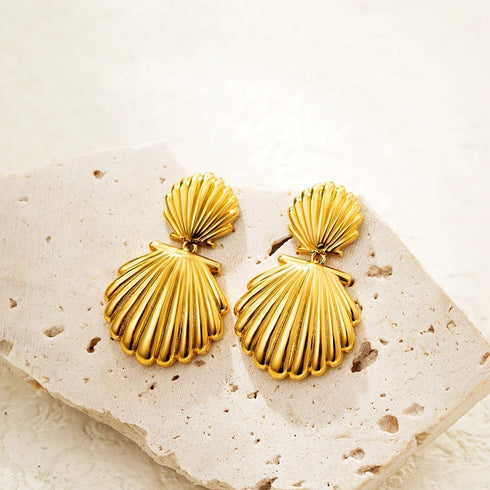 Vintage Sea & Shell Tarnish-Resistant Large Earrings