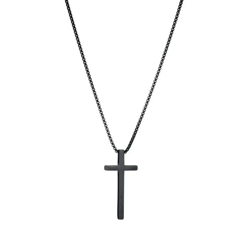 VVS Vanta Noir 6-Piece Men's Accessory Set – Leather Bracelet, Mechanical Watch & Cross Pendant Necklace Bundle