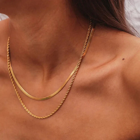 VVS Layered Necklace - Rope Chain and Snake Chain ✨