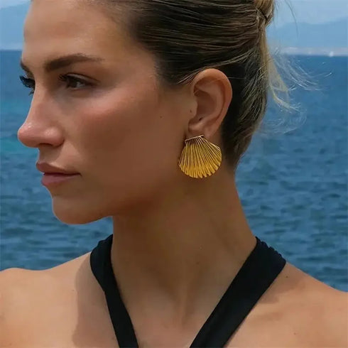 Vintage Sea & Shell Tarnish-Resistant Large Earrings