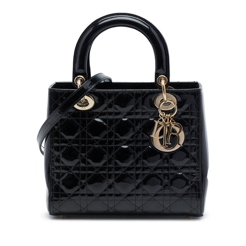 Lady Dior Bag Cannage Quilt Patent Medium