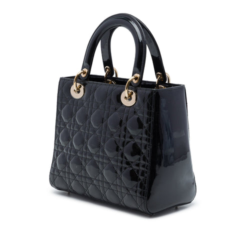 Lady Dior Bag Cannage Quilt Patent Medium