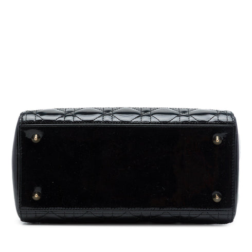 Lady Dior Bag Cannage Quilt Patent Medium