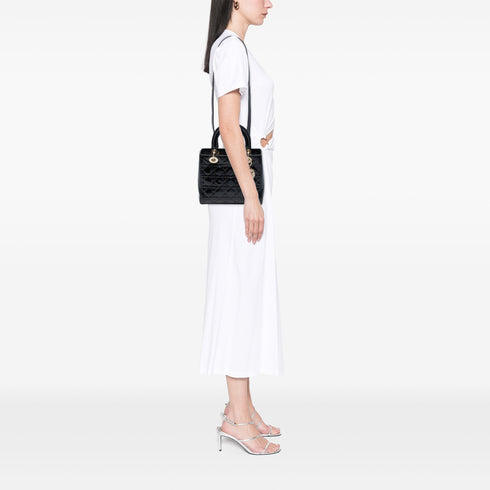 Lady Dior Bag Cannage Quilt Patent Medium
