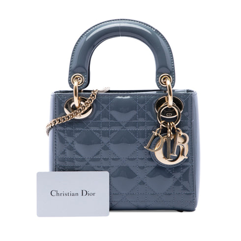 Lady Dior Chain Bag Cannage Quilt Patent Mini