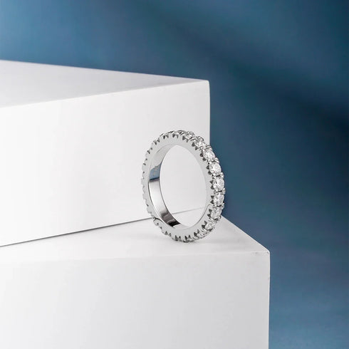 925 Sterling Silver Moissanite Eternity Ring