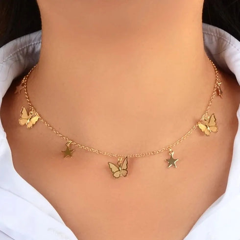 Trendy Butterfly Simple Single Layer Necklace