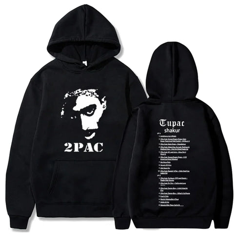 90s Tupac Graphic Oversized Pull over Hoodies