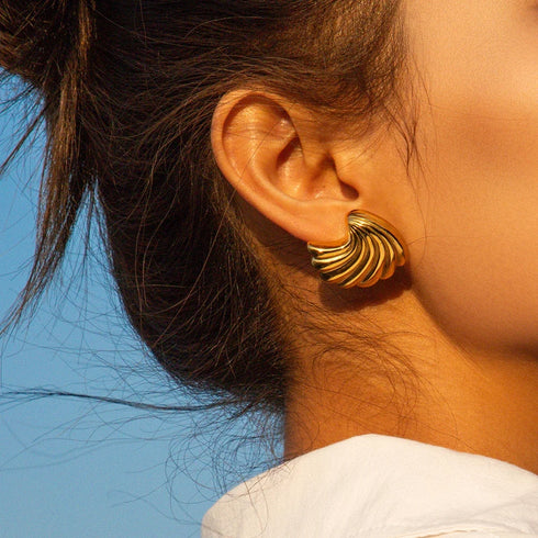 Vintage Sea & Shell Tarnish-Resistant Large Earrings