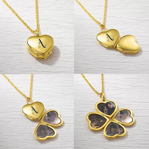 Custom Family Photo Locket Engraved Name Pendant