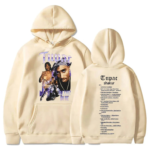 90s Tupac Graphic Oversized Pull over Hoodies