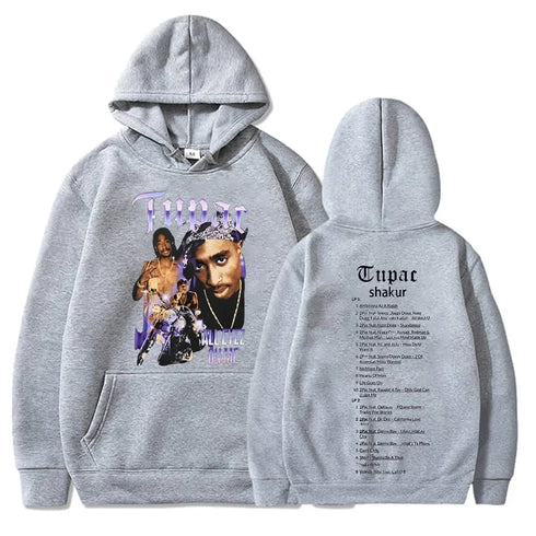 90s Tupac Graphic Oversized Pull over Hoodies