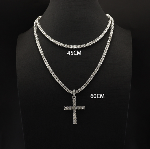 Iced Out Cross Tennis Chain