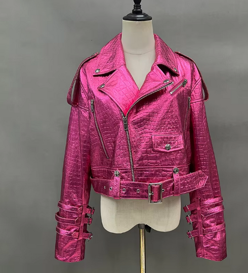 Geneviève Genuine Glossy Finish Leather Winter Jacket