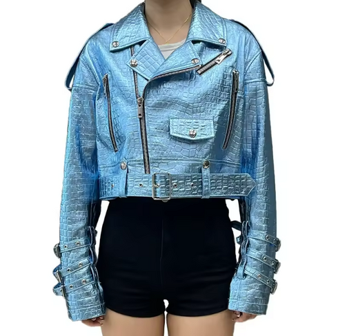 Geneviève Genuine Glossy Finish Leather Winter Jacket