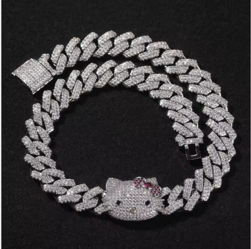 Hello Kitty 13mm Gold Cuban Link Necklace