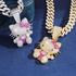 Diamond Hello Kitty Cuban Chain Pendant Necklace