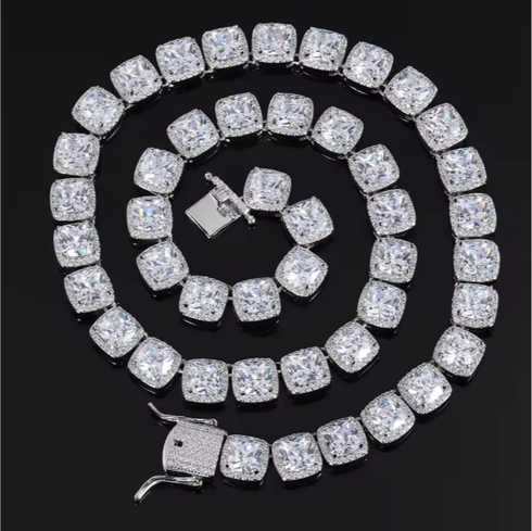 10mm Square CZ Tennis Chain Necklace