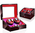 Luxury Walnut Wood 4 + 6 Watch Winder with Extra Storage and LED Lights