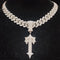 Hip Hop Letter Iced Out Cross Sword Necklace