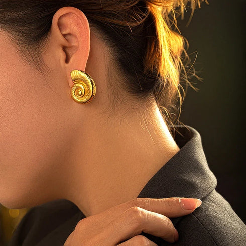 Vintage Sea & Shell Tarnish-Resistant Large Earrings