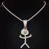Iced Out Stickman Middle Finger Cuban Necklace - Funny Hip-Hop Pendant