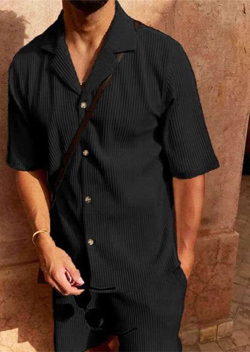 π₯ Men's Summer Corduroy Set β Lightweight Shirt & Shorts for a Stylish, Relaxed Look