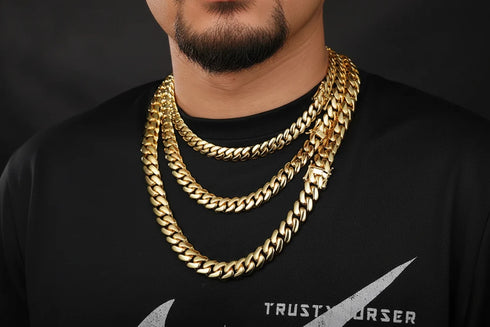 Miami Cuban Link Chain – 18K Gold Plated, 10mm to 22mm