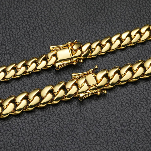 Miami Cuban Link Chain – 18K Gold Plated, 10mm to 22mm