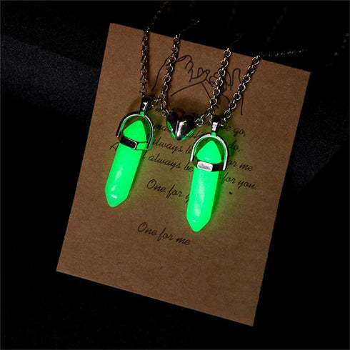 Couple Magnetic Heart-Shaped Luminous Hexagonal Pendant