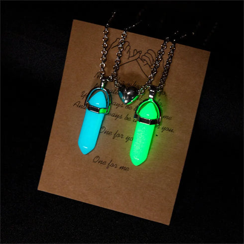 Couple Magnetic Heart-Shaped Luminous Hexagonal Pendant