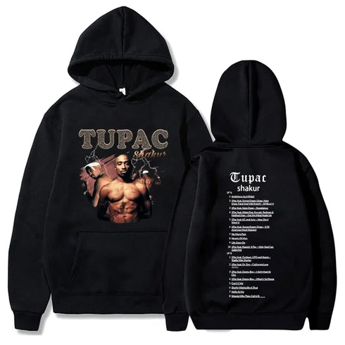 90s Tupac Graphic Oversized Pull over Hoodies