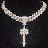 Hip Hop Letter Iced Out Cross Sword Necklace