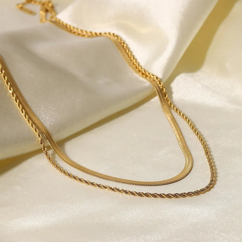VVS Layered Necklace - Rope Chain and Snake Chain ✨