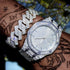 "King Frost" Iced Out Men’s Gold Watch and Miami Cuban Bracelet Luxury Bundle